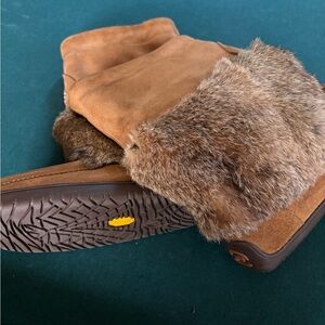 Manitobah Brown Winter Boots with Rabbit Fur